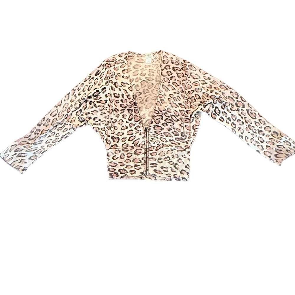KRIZIA Leopard Print Cropped Cardigan Size 44/Large MSRP $325